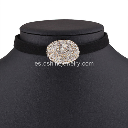 Declaración lujo gargantilla de terciopelo negro cristal piedra collar